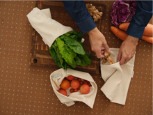 Load image into Gallery viewer, Upcycled Cotton Vegetable Crisper Bags
